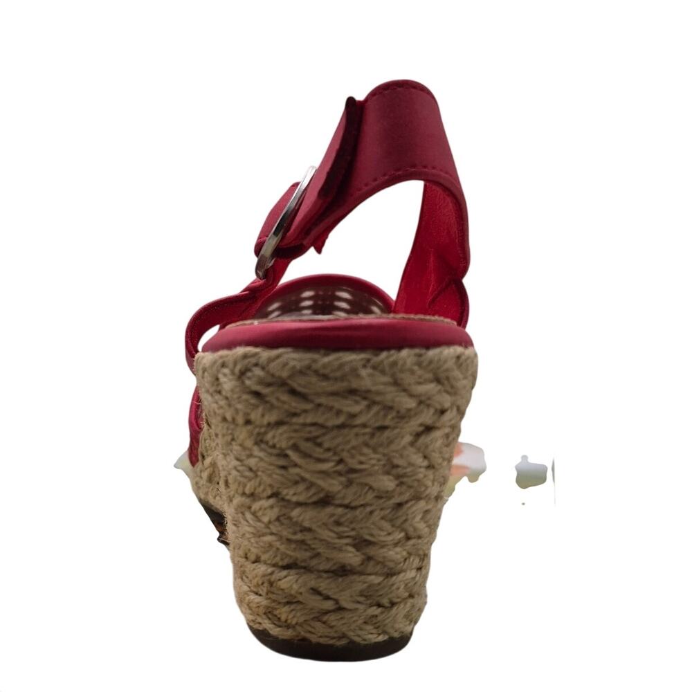 NEW Easy Street Taffy Red Woven Faux Leather Espadrille Wedge Sandal size 9W - Picture 5 of 8